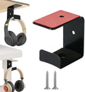 Strong Adhesive Headphone Holder Under Desk, Aluminum Headset Mount Hook with Rubber Pad - 2 Installation Styles for Gaming, Office, Classroom (1 Pack) by Stinzgie