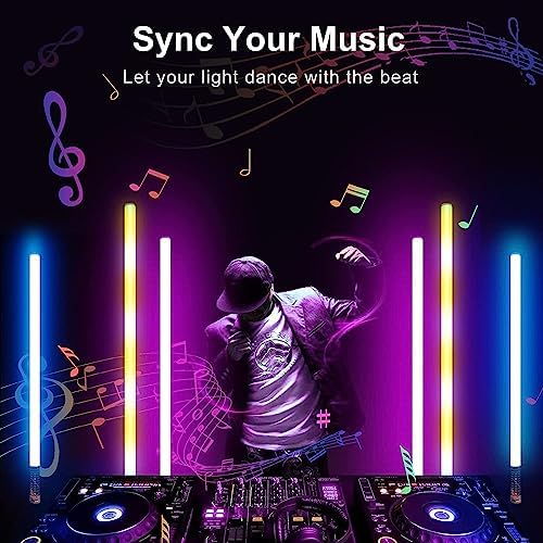 LUXCEO 4Pack RGB Tube Light Bar with Light Stand, Battery Powered LED Video Light Wand Stick with Remote Control for DJ Lighting, Dance Club and Photography Lighting (3Ft) - Image 3