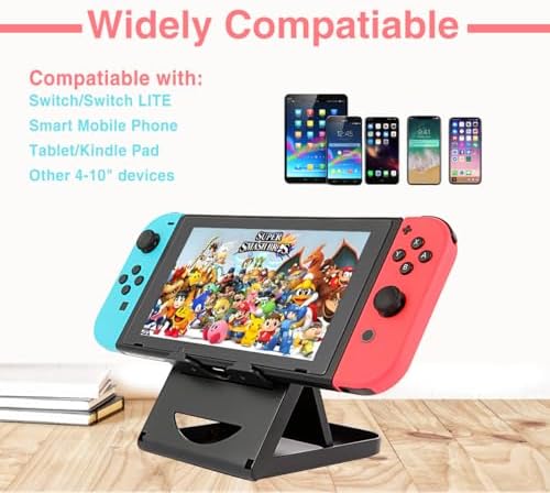 Nintendo Switch Stand/Switch LITE Stand,Foldable,Adjustable and Portable table play stand for N-switch console playing and charging,Compatible with ipad/ Mini/iPad Pro Air, smartphone and kindle - Image 3