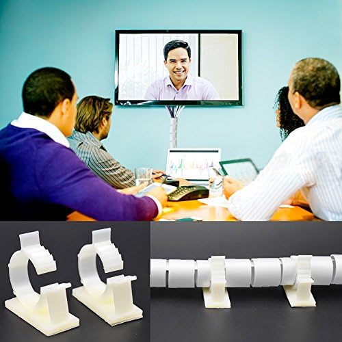 White Cable Organizer Cord Wire Cover Hider Sleeve Management 2 PCS, VIWIEU Clutter Free Coiled Tube Wire Concealer with Cable Tie Clips System for TV PC Computer Home Entertainment Wall - Image 6