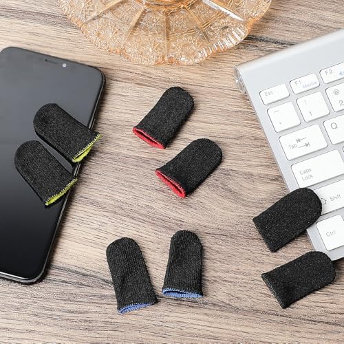 Jiuguva 120 Pcs Gaming Finger Sleeves Anti Sweat Breathable Thumb,Colorful - Image 4