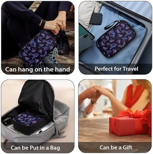 Glitter Butterfly Print Storage Bag Practical Earphone Bags Cable Organizer Bags Power Bank Bag Data Cables Storage Pouch Headset Organizing Pouch Multipurpose Bags - Image 6