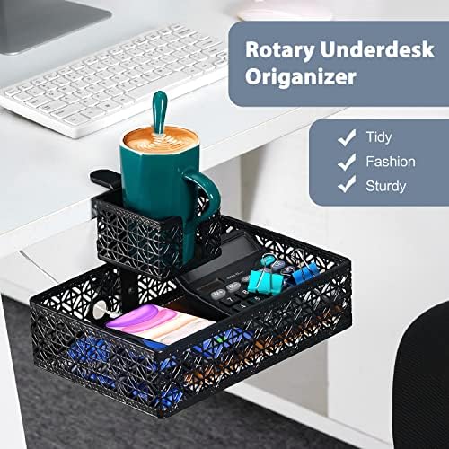 Under Desk Drawer, Clamp on Desk Organizer Cup Holder Hanging Desk Storage - Image 2