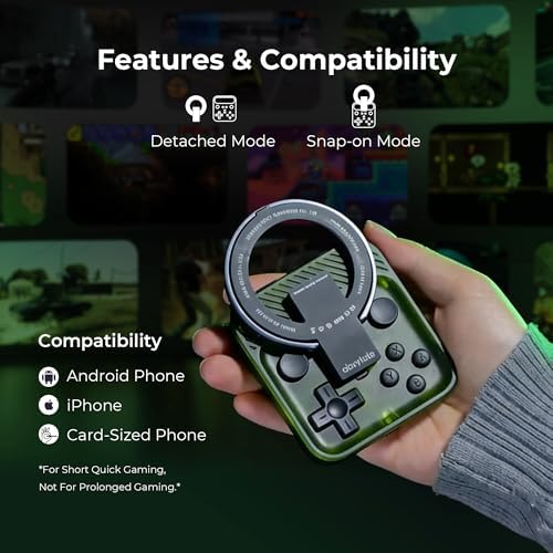 abxylute M4 Snap-On Mobile Gaming Controller for Android & iPhone, Switch 1&2, Portable Bluetooth Controller, Pocket-Sized Retro Arcade Phone Gamepad Kickstand, Dual Joystick Turbo Pro Gaming Magnetic (Green) - Image 3