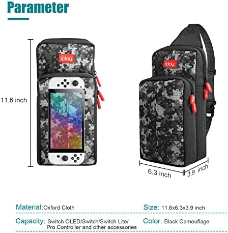 Backpack Carrying Travel Bag for Nintendo Switch/2/Lite/OLED/Console/Dock/Joy-Cons&Accessories Storage, Portable Nylon Waterproof Crossbody Shoulder Chest Sling Side Gaming Bag for Men, Camouflage - Image 6
