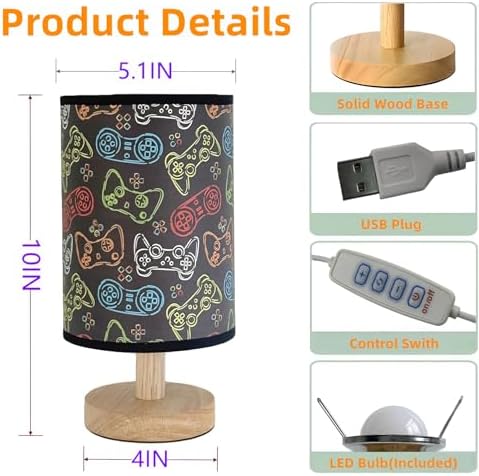 Gaming Table Lamp LED Nightstand Night Light,3 Lighting Modes Dimmable Video Game Desk Lamp,Gaming Themed Bedside Lamp for Boys Girls Teens,Gaming Room Aesthetic Decor,Birthday Gift for Gamers - Image 7