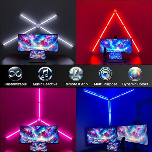 XSTELLAR RGB Gaming Light – Customizable Wall Light, Corner Floor Lamp, or Desk Lamp | Dynamic Modes & Music Sync | App & Remote Control | Modern LED Light for Gaming Desk Setup & Game Rooms - Image 2