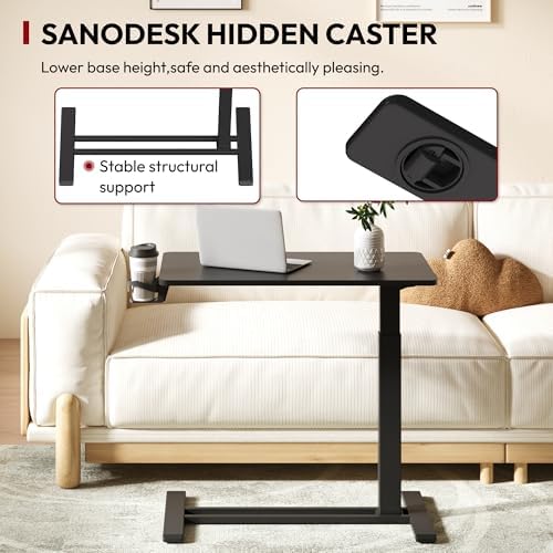 SANODESK 32'' Mobile Standing Desk with Hidden Wheels,Pneumatic Laptop Desk - Image 4
