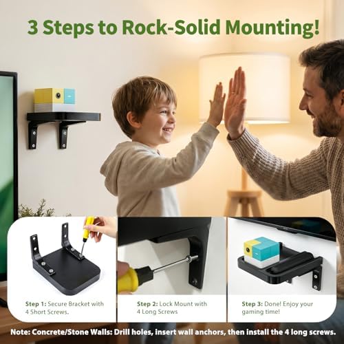 RIBOTS Wall Mounted Holder for Nex Playground Game System with Silicone Remote Case Cover, Wood Shelf for Console & Remote, 3-Step Easy Setup, Storage Organizer for Nex Playground Kids & Families - Image 6