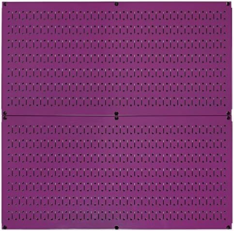 Wall Control Pegboard Rack Horizontal Metal Pegboard Garage Tool Storage Pack - Two 32-Inch Wide x 16-Inch Tall Easy To Install Peg Boards (Purple) by Wall+Control