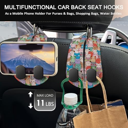 Blusabaca 2PCS Car Seat Headrest Hooks, Purses Bags Holder, Cute Cats - Image 3