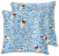 Shark Lover Gifts Pillowcase Set of 2 Sharks Ocean Animals Theme Throw Pillow Covers Shells for Couch Office Bedroom Home Decoration, 18"X18" by Abucaky