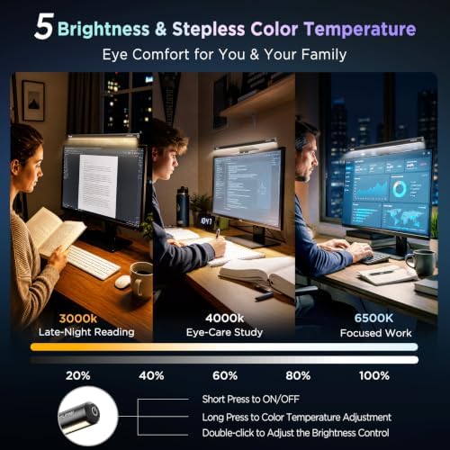 Quntis Monitor Light Bar 15.7 Inch, Eye Care Dual Light with 24 RGB Modes - Image 4