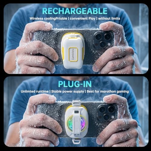 Phone Cooler for Gaming, Magnetic Rechargeable Silent Cooling Fan with RGB Lights, Semiconductor Radiator for iPhone & Android, Low Noise Phone Radiator for TikTok Live - Image 2