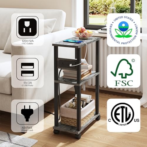 TUTOTAK Small Narrow Side Table, Set of 2 Skinny End Table - Image 5