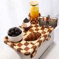 Nnewvante Checkerboard Couch Armrest Table, 3 in 1 Clip-on Table Rubberwood by Nnewvante