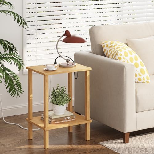 TUTOTAK End Table with Charging Station, Side Table Set of 2, Nightstand - Image 2