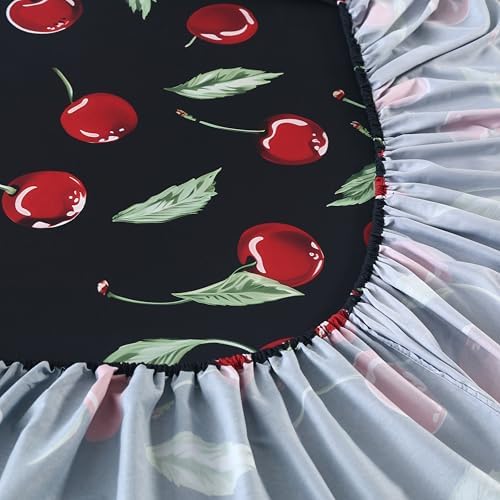 SDIII 4PCS Red Cherry Bed Sheets Set Full, Soft Microfiber Cherry Full Size Bed Sheets, Cute Fruit Patterns Sheet for Girls Boys Kids and Teens - Image 3