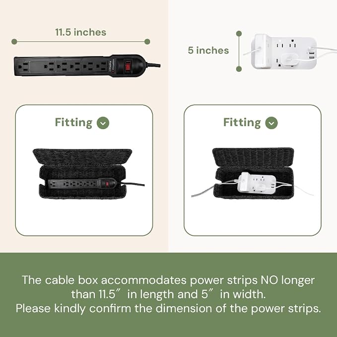 Cable Management Box, Handmade Rattan Cord Organizer for Power Strip - Image 4