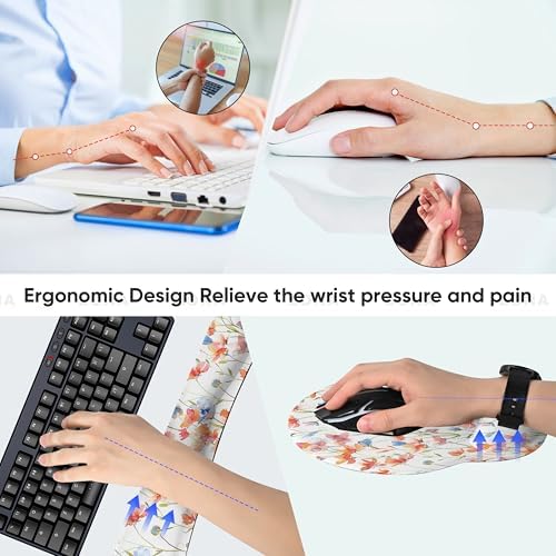 RICHEN 3 PCS Computer Mouse Pads for Desk with Coaster Set, Non-Slip Keyboard Wrist Rest and Mouse Pad Set, Ergonomic Design (YKMWR-52) - Image 6