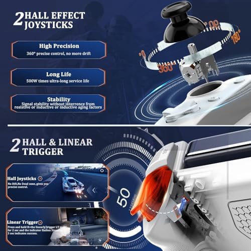 Phone Controller for iPhone 17/iPhone 16/iPhone 15/Android USB C Mobile Gaming Controller with 3.5mm Audio Jack, Remote Player Gamepad for PS5/PS4/Xbox/PC, Cloud Game, Plug and Play, Hall Joysticks/Hall Trigger, 2 Mappable Buttons, White - Image 5