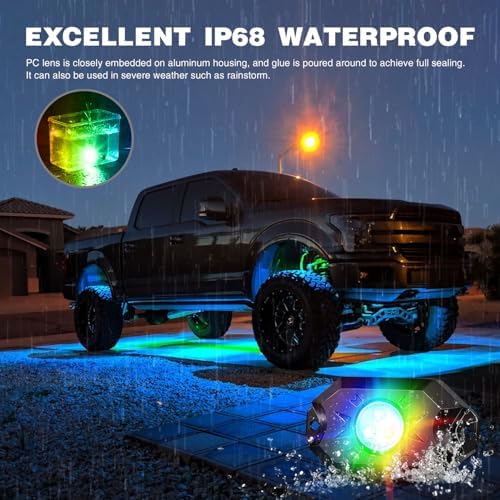 Nilight RGB LED Rock Lights Kit 6PCS Bluetooth App Control Multicolor - Image 7