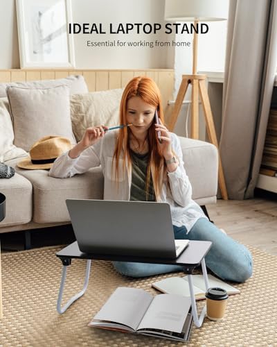 Ruxury Foldable Lap Desk Laptop Stand Bed Desk Table Tray, Breakfast Serving Tray, Portable & Lightweight Mini Table, Lap Tablet Desk for Sofa Couch Floor - Black - Image 3