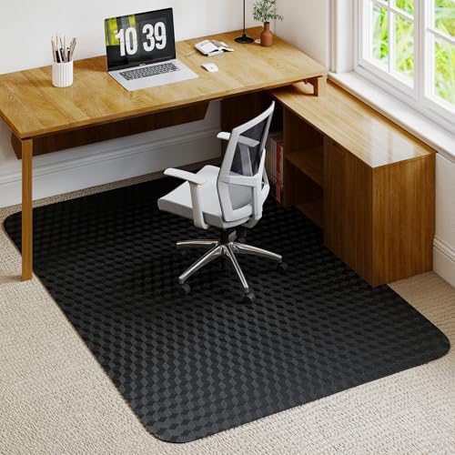 Office Chair Mat for Low Pile Carpet, 48" x 60" Clear Plastic | Heavy Duty Floor Protector Smooth Glide Desk Chair Mat for Rolling Chairs, Computer Chair Mat for Home Office Gaming-Black by Unknown
