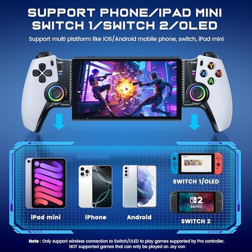KICKDOT Wireless Phone Controller for iPhone/Android/iPad mini with Hall Joystick, LED Mobile Gaming Controller for iOS Support Xbox Cloud, Steam Link, GeForce Now, Arcade,Call of Duty, Roblox - Image 3