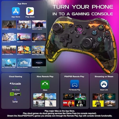 Joso RGB Wireless Mobile Gaming Controller for iPhone, Android, iPad, Tablet, PC, Phone Controller with Phone Clip Supports Cloud Game, COD, Genshin Immpact, Remote Player Gamepad with 2 Back Buttons - Image 6
