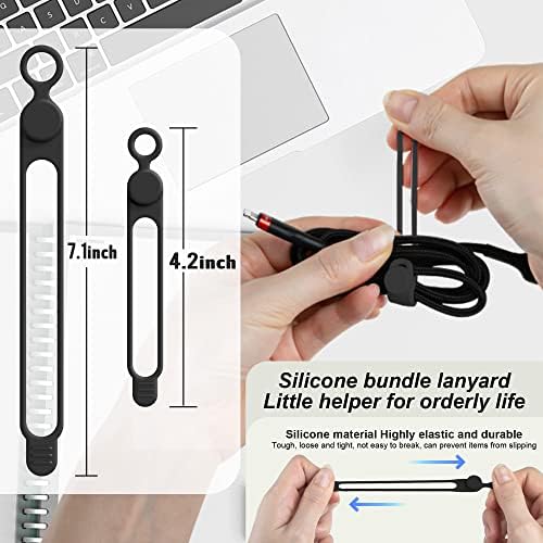 Silicone Cable Ties, Cord Organizer Cable Management,2Sizes-Black - Image 2