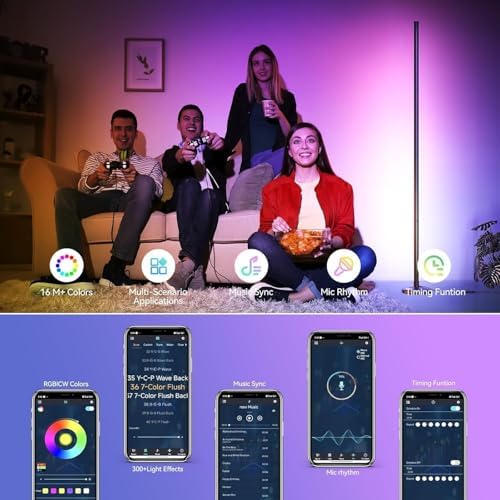 Corner Floor Lamp 2 Packs, Compatible with Alexa & Google Home, Smart RGB LED Corner Lamp with Music Sync 16M Colors 68+ Scene, APP and Remote Control, Ambient Lighting for Bedroom Living Gaming Room - Image 5