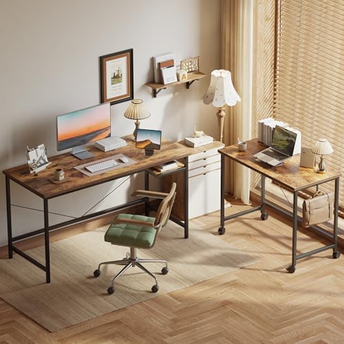 Mericonia 48 Inch Computer Desk & 32 Inch Small Rolling Desk, 2pcs - Image 2