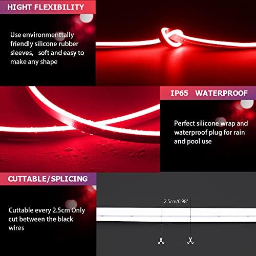 Red LED Neon Strip Lights 16.4FT Flexible 12V Waterproof Rope Light - Image 2