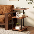 Rolling Side Table with Wheel for Living Room, Adjustable Height Swivel End Table for Different Seating Types, Ideal for Couch, Sofa, Recliner and Living Room, Natual Solid Wood by Bingyouth