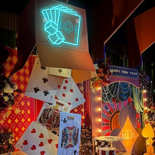 Blue Poker Neon Sign Dice Neon Sign Bar Casino Party Decoration - Image 3