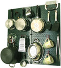 Wall Control Kitchen Pegboard Organizer Pots and Pans Storage Rack Organization Kit with Green Pegboard and Red Accessories by Wall+Control