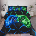 ZRNBAST Blue Green Gamer Comforter Set Full Size Boys Gaming Bed in a Bag by ZRNBAST