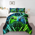 Feelyou Kids Boys Gamer Bedding Set Queen Size Gaming Comforter Set for Boys Girls Teens Blue Green Geometric Gamepad Duvet Quilt by Feelyou