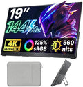 Upperizon Portable Monitor 19 inch 4K UHD 3840X2160 125% sRGB 144Hz HDR HDMI USB-C Travel Monitor for Laptop MacBook PC Surface Xbox, Large External Display with Kickstand & Speakers, VESA Compatible by Upperizon