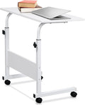Karl home Mobile Side Table 31.5 inch Computer Desk with Wheels, White by Karlhome