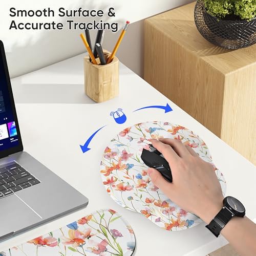 RICHEN 3 PCS Computer Mouse Pads for Desk with Coaster Set, Non-Slip Keyboard Wrist Rest and Mouse Pad Set, Ergonomic Design (YKMWR-52) - Image 5