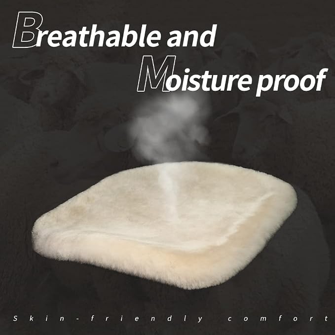 LLB Genuine Sheepskin Car Seat Cushion Seat Covers for Cars Trucks SUV Comfort Seat Protector Pad for Car Driver Seat Car Accessories for Women Office Chair Car Decor (Grey, Front Seat Cushion-1 Pc) - Image 4