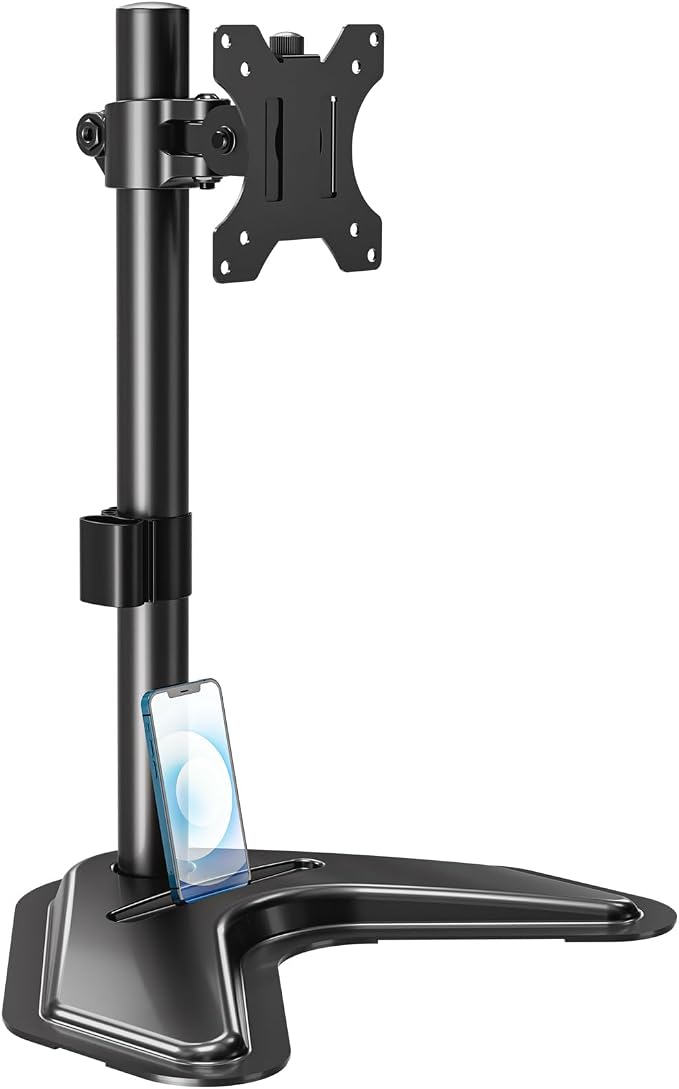 MOUNTUP Single Monitor Stands, Freestanding VESA Monitor Desk Mount fits 13'' to 32'' Computer Screen with Height Adjustable, Swivel, Tilt, Rotation, 17.6 lbs Load, For Home Office, VESA 75x75/100x100 by MOUNTUP