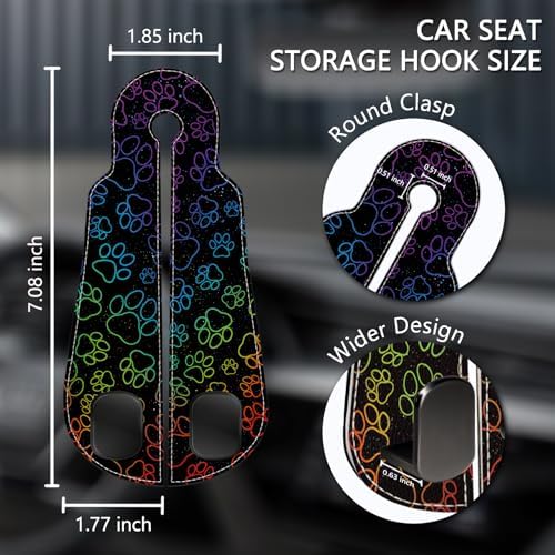 Blusabaca 2PCS Car Seat Headrest Hooks, Purses Bags Holder, Dog Paw - Image 5