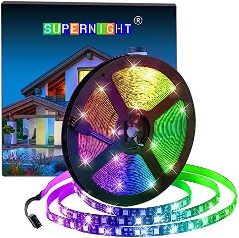 SUPERNIGHT 5050 RGB LED Strip Lights, 32.8ft, 600 LEDs, Black PCB by SUPERNIGHT