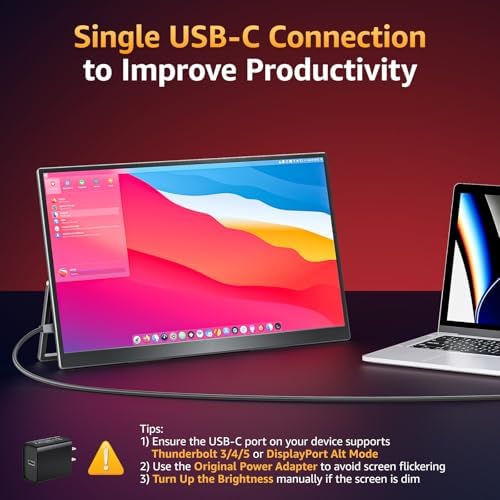 Upperizon Portable Monitor 18.5 inch FHD 125% sRGB 100Hz IPS HDR HDMI USB-C Travel Monitor for Laptop MacBook PC Surface PS5 Xbox, Large External Display with Kickstand & Speakers, VESA Compatible - Image 2