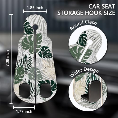 Blusabaca 2PCS Car Seat Headrest Hooks, Purses Bags Holder, Tropical Leaf - Image 5