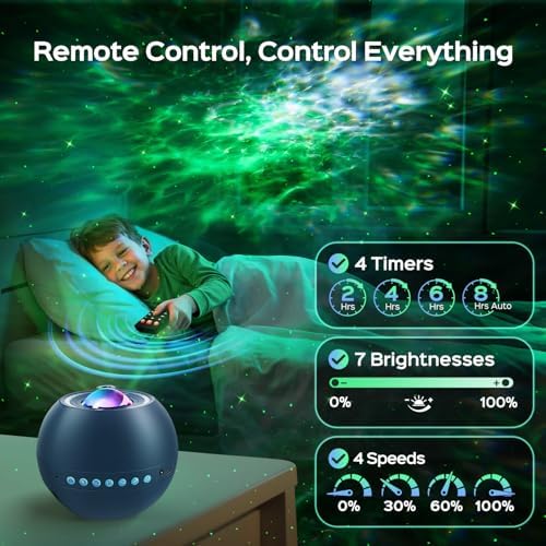 One Fire 360 Game Lights Galaxy Projector Gaming Accessories Gaming Room Decor Green Star Bluetooth Speaker+15 White Noise Man Cave Accessories Cool Gifts for Men Birthday Gift Cool Stuff for Teen Boy - Image 7