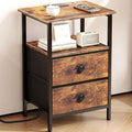 Nightstand with Charging Station, Bedside End Table with 2 Fabric Drawers for Bedroom, Side Table with USB Ports and Outlets, Rustic Brown by Unknown
